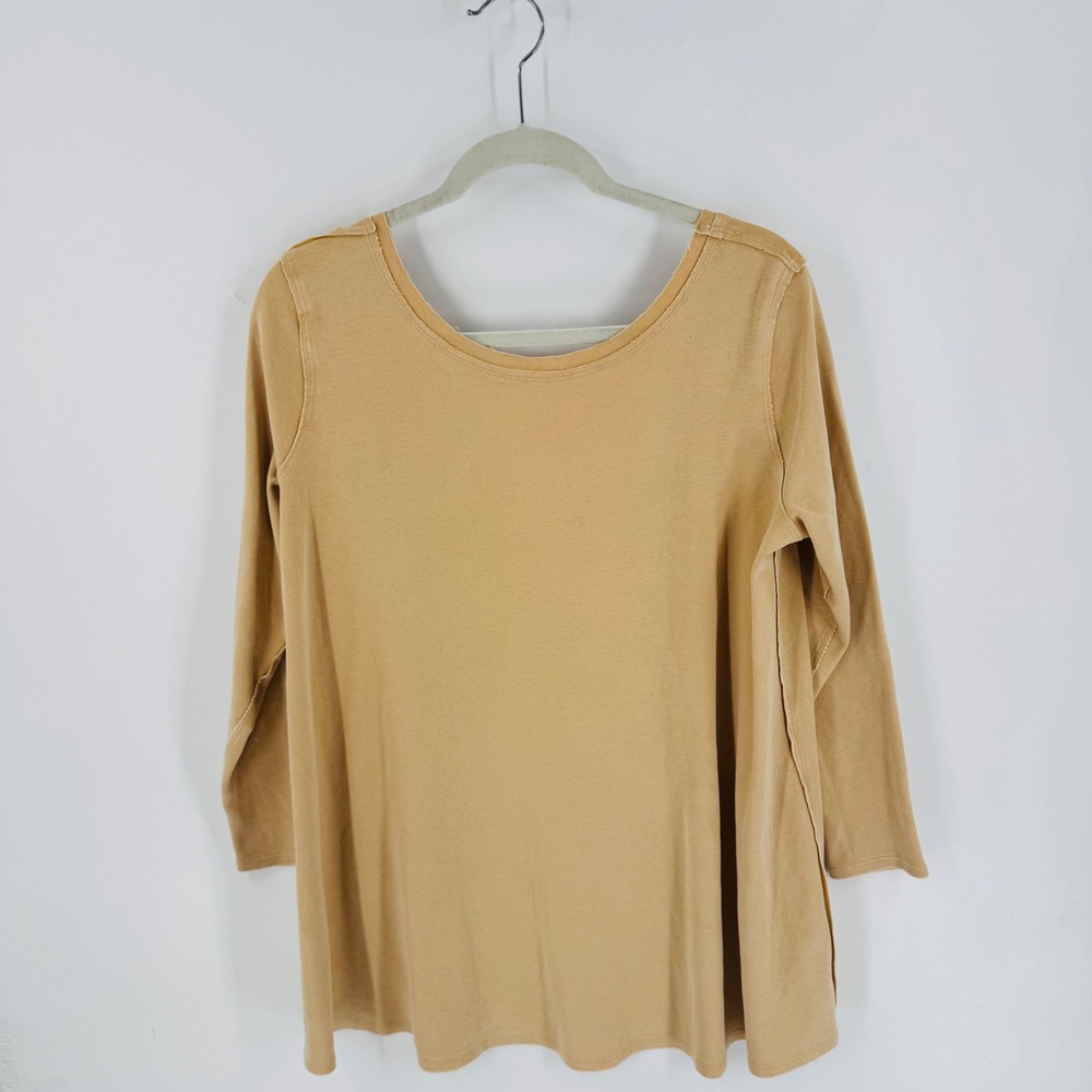 We The Free Free People Tan Oversized Top Size M Boho Drapey Earthy Scoop Back